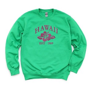 Simply Sage Market Women's Graphic Sweatshirt Embroidered Hawaii Flower - 1 of 3