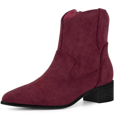 Perphy Women's Zipped Pointed Toe Block Heel Western Ankle Boots