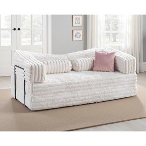 AMERLIFE Foldable Sofa Bed with Plush Faux Fur, Convertible Floor Couch, No Assembly - 1 of 4