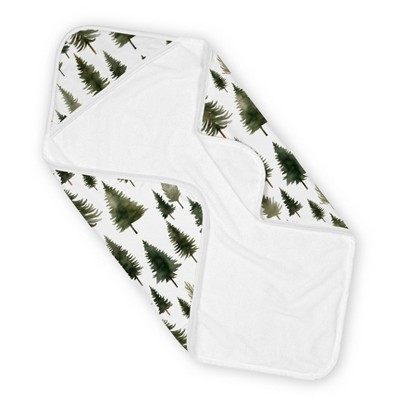 Sweet Jojo Designs Baby Boy, Girl, Unisex/Gender Neutral Hooded Baby Towels Woodland Pine Tree Green and White