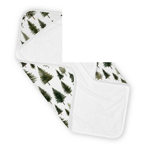 Sweet Jojo Designs Baby Boy, Girl, Unisex/Gender Neutral Hooded Baby Towels Woodland Pine Tree Green and White - 1 of 2