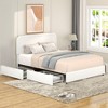 Queen Size Platform Bed With 4 Drawers Queen Upholstered Bed Frame With Curved Stitched Tufted Headboard, No Box Spring Needed, Ivory - 2 of 4