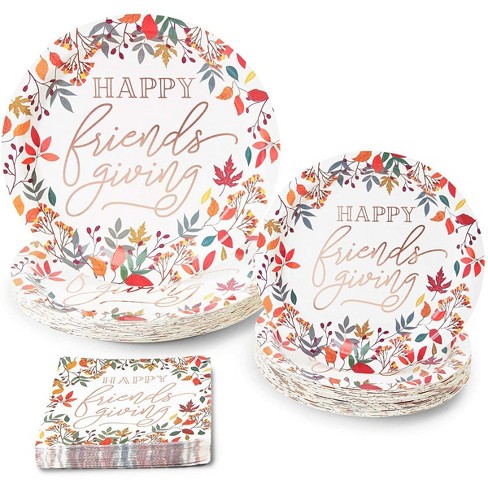 Sparkle And Bash 72 Pieces Happy Friendsgiving Disposable Paper Plates Napkins For Thanksgiving Party Target