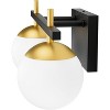 Runesay 2-Light Black Gold Bathroom Vanity Light Mid Century Modern Black/Golden Milky Glass Ball Wall Light for Bathroom - 2 of 4