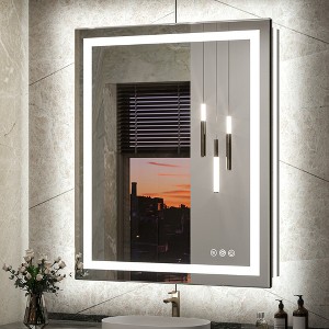 Keonjinn LED Bathroom Vanity Wall Mirror, 3 Color Temperatures Dimmable, Frontlit & Backlit, Double Lights Strips - 1 of 4