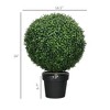 Set of 2 Artificial Ball Boxwood Topiary Trees, Fake Plants in Pot for Indoor Outdoor Living Room Green - 3 of 4
