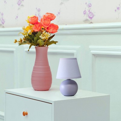 8.66" Petite Ceramic Orb Base Bedside Table Desk Lamp with Matching Tapered Drum Fabric Shade - Creekwood Home