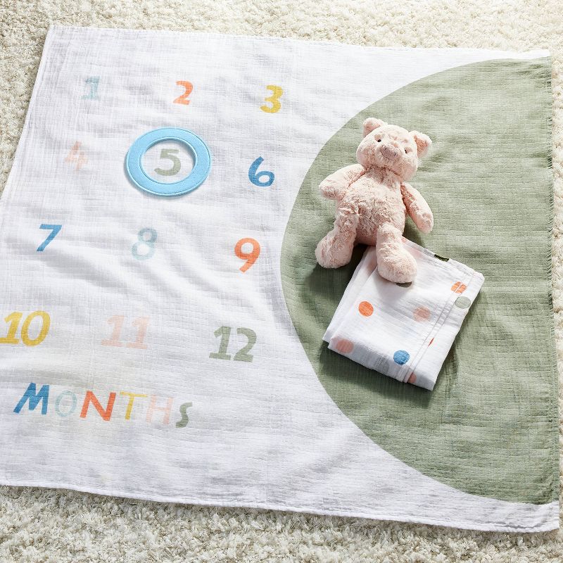 Milestone Swaddle Baby Blanket with Felt Frame - Multi Dot - Cloud Island&#8482;, 3 of 12
