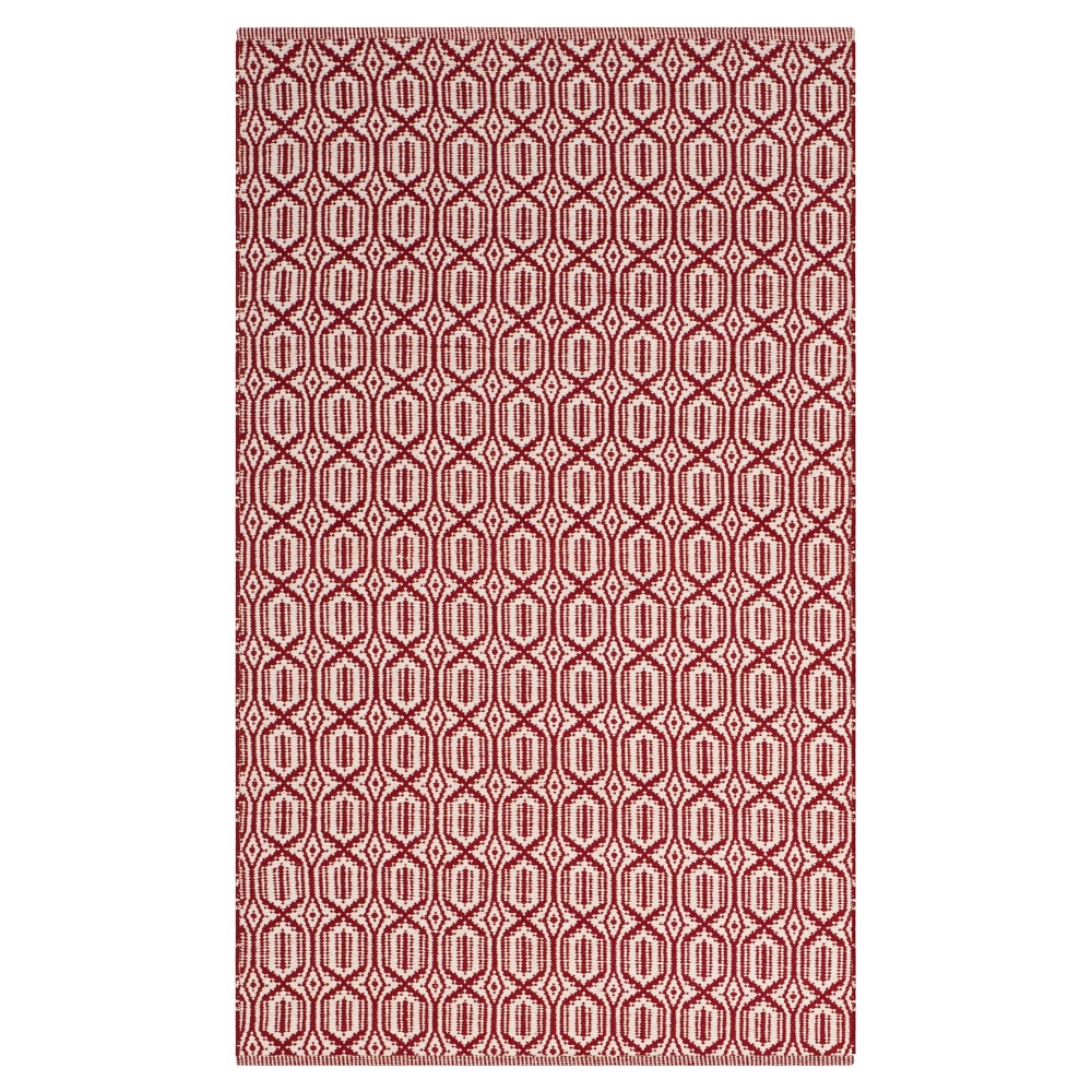 Ivory/Red Geometric Flatweave Woven Accent Rug 3'x5' - Safavieh