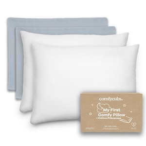 Toddler Pillow with Cotton Pillowcase, 13"x18", Kids Pillow for Sleeping by Comfy Cubs - 2 Pack - 1 of 4