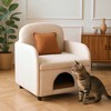 Rbied 2 in 1 Pet Friendly Fluffy Fabric Upholstered Accent Chair with Lumbar Pillow and Removable Base, Cream White - 4 of 4