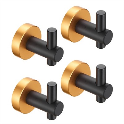 OUTSUPPLY 4-Pack Matte Black Wall Hooks for Bathroom, Bedroom, Entryway with Screws, Space Saving Design