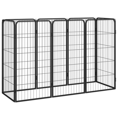 VidaXL 8-Panel Dog Playpen Black 19.7 in.x39.4 in. Powder-coated Steel