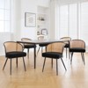 Bekrvio Rattan Dining Chairs - Cane Back & Curved Arm,Boucle Fabric Upholstered, Mid Century Modern Kitchen Chairs for Living Room - 3 of 4