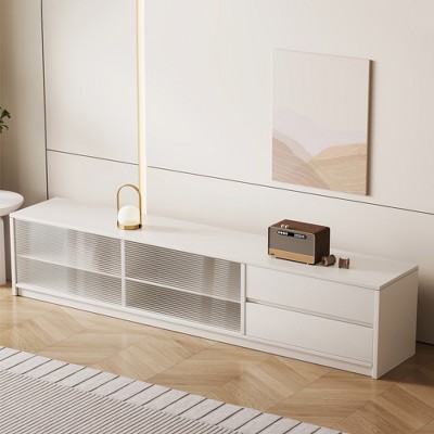 Luck Live Off-white TV cabinet with four storage compartments and double drawers