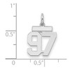 Black Bow Jewelry Sterling Silver, Athletic Collection, Small Polished Number 97 Pendant - 2 of 3