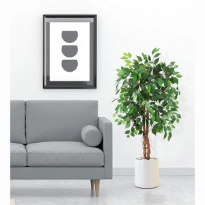 Garvee Artificial Ficus Tree,Tall Fake Ficus Silk Tree with Natural Wood Trunk in Plastic Nursery Pot for Indoor Outdoor House Living Room Office - 1 of 4