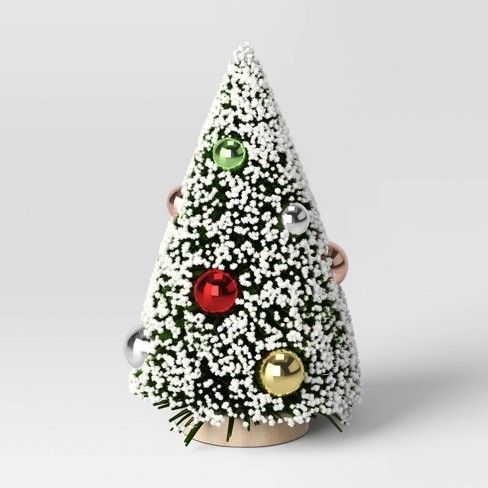 6.5" Decorated Flocked Sisal Bottle Brush Tree Green - Threshold™ - image 1 of 3