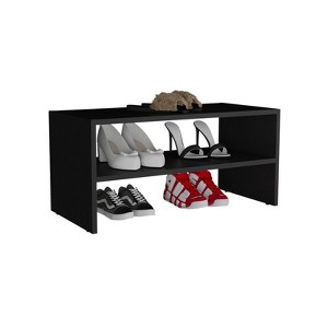 AZL1 Life Concept Shoe Rack with 2 Shelves 13.7H Modern Durable Design with Quick Assembly for Bedroom Entryway Closet, Black, 32.68"*18.5"*3.54" - 1 of 4