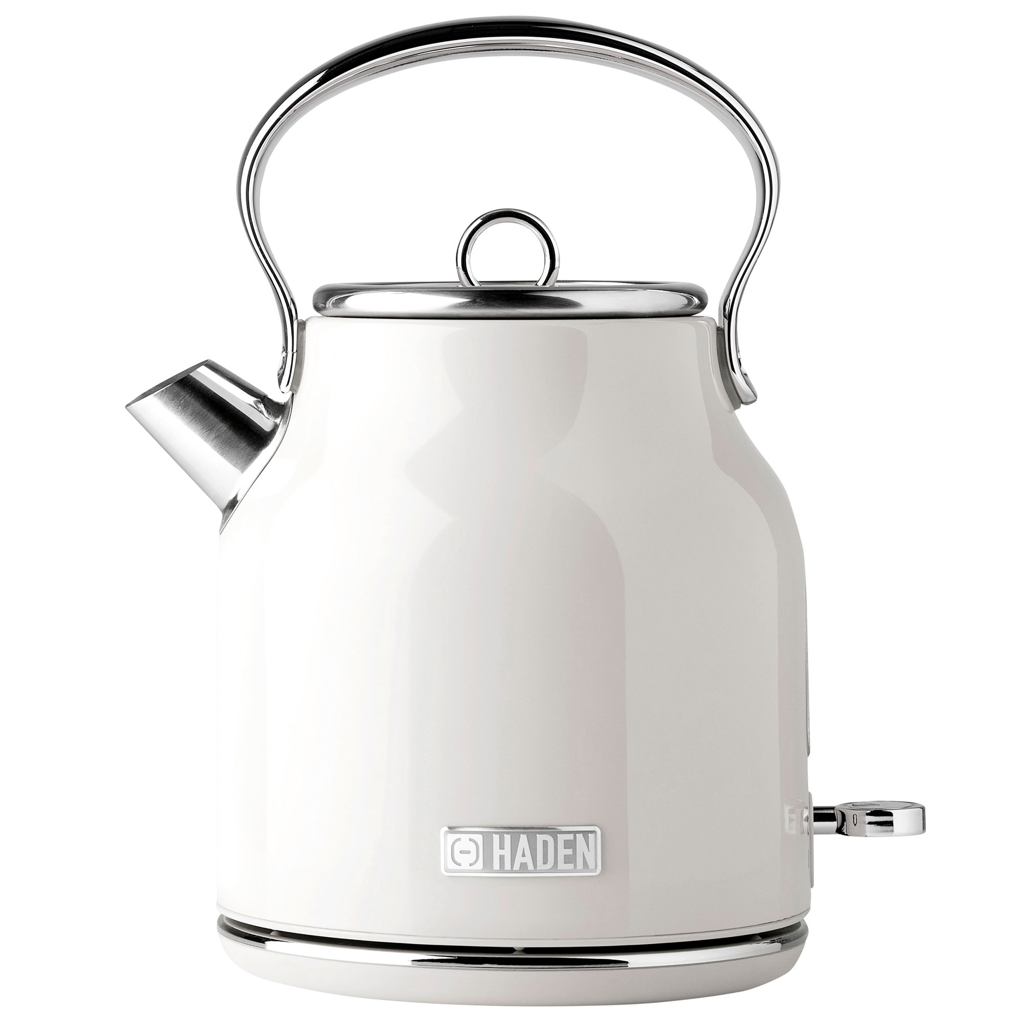 Haden Heritage 1.7 Liter Stainless Steel Electric Kettle, Hot Water Kettle with 360-Degree Base and Auto Shutoff, Ivory & Chrome