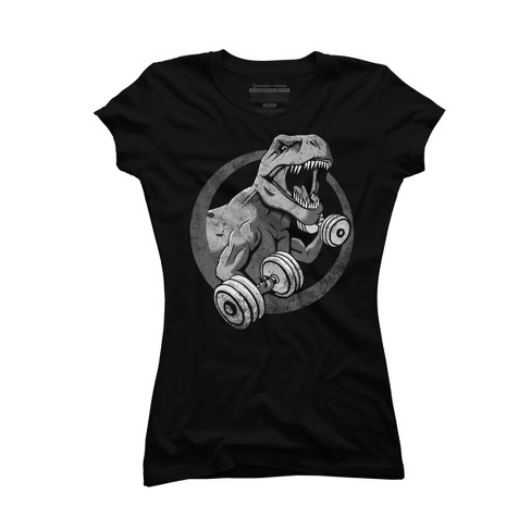 Junior's Design By Humans T-Rex Can Lift Dumbells By Snazzygaz T-Shirt - image 1 of 3