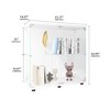 Two-door Glass Display Cabinet 2 Shelves with Door, Floor Standing Curio Bookshelf for Living Room Bedroom Office, 33.35"*31.69"*14.37",White - 3 of 4