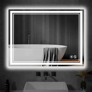 LED Bathroom Mirror with Lights-Anti-Fog Dimmable 3-Color Smart Vanity Mirror, Wall Mounted with Memory Function - 1 of 4