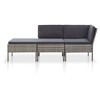 vidaXL 3 Piece Patio Lounge Set with Cushions Poly Rattan Gray - 2 of 4