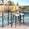 Outsunny Outdoor Bar Table, 47" Patio Bar Height Table with Built-In Bottle Opener, Plastic Top with Wood Grain and Steel Frame, Light Brown - 2 of 4