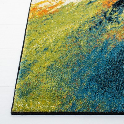 8' x 10' Blue Abstract Synthetic Non-slip Area Rug