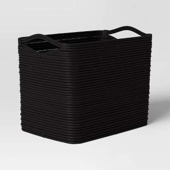 Rattan Rectangular Decorative Basket Black - Threshold™