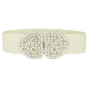 INSPIRE CHIC Heart Shape Design Imitation Pearl Rhinestone Decor Waist Belt for Women - 1 of 4