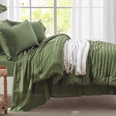 Der Rose BALHAM TRADE-Queen Size 7 Pieces Olive Green Seersucker All Season Bedding Set, All Season Bedding Sets Light Purple-Queen 88"x88" — фото 6
