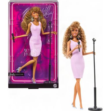 Barbie Whitney Houston Signature Collectible Doll Wearing Iconic Dress from Music Video and Microphone Accessory