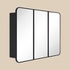 TEHOME Triple Door Bathroom Medicine Cabinet with Mirror, Black Metal Frame, Soft Close, Adjustable Glass Shelves, Surface & Recessed Mounted - 2 of 4