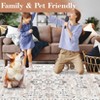 2 x 6 ft Polyester Initation  Blue Rectangular Hallway Bathroom Entryway Kitchen Office Foldable Flower Printed  Washable Area Rug - 4 of 4