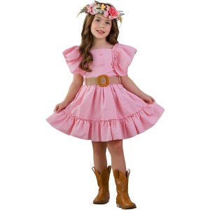 Blush Pink Ruffle Sleeve Belted Skirt Set Mia Belle Girls - 1 of 4