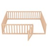 TIRAMISUBEST Twin/Full/Queen Size Wood Floor Platform Bedwith Fence and Door, Solid Wood Floor Bed Montessori Bed with Guardrails - 4 of 4