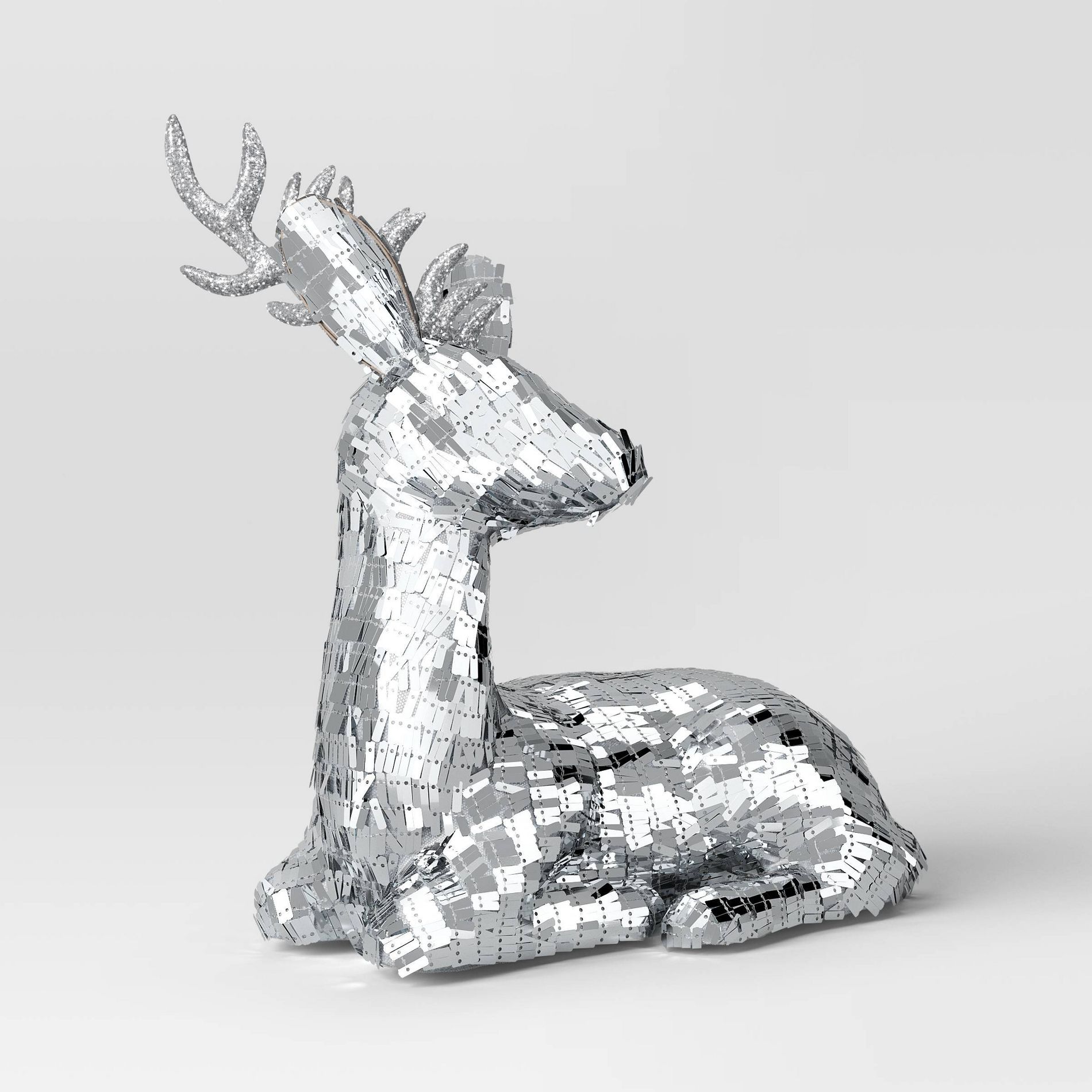 Christmas Silver Sitting Deer Decor - Wondershop™