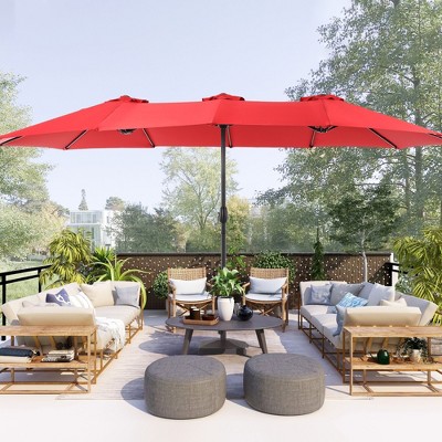 Sonkuki 15x9ft Double-Sided Patio Umbrella Aluminum with Large Canopy