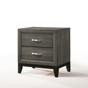 Vynxaria Modern Grey 2-Drawer Nightstand, Center Metal Glide (Smooth Quiet Use), Flat Surface, Rectangular Versatile Design - 1 of 4
