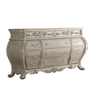 Ragenardus Dresser Antique White Finish - Acme Furniture: 9-Drawer Bedroom Storage, Wood Veneer, Fixed Shelves - 1 of 4