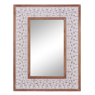 Farmhouse Wood Rectangle Decorative Wall Mirror White - Olivia & May