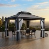 Pamapic 10 ft. x 12 ft. Metal Hardtop Gazebo with Curtains - 2 of 4