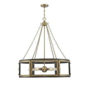 Savoy House Lakefield 6 - Light Pendant in  Burnished Brass/Walnut - 1 of 4