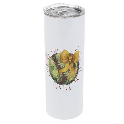 Elanze Designs 20 Ounce Stainless Steel On the Go Travel Tumbler With Push Top Lid, Softball Red Paint Splatter