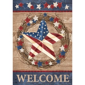 Briarwood Lane Americana Barnstar Patriotic House Flag Welcome Primitive 28" x 40" - 1 of 3