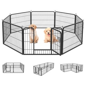 FDW Dog Playpen Pet Dog Fence 2-32 Panels  24/32/40"H Metal Dog Pen Outdoor Exercise Pen with Doors for Large/Medium /Small Dogs for RV,Camping,Yard - 1 of 4