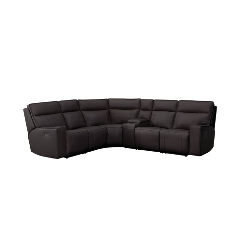 6pc Layton Power Reclining Leather, Abbyson Leather Sectional