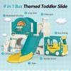 Sandinrayli 9 in 1 Toddler Slide, Bus-Themed Kids Slide and Climber Playset Green+yellow - 2 of 4